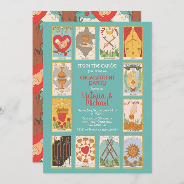 Tarot Card Engagement Party Invitations (Front/Back)