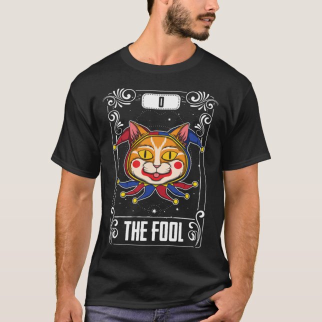 Tarot Card Gothic Astrology Occult The Fool Cat Ta T-Shirt (Front)