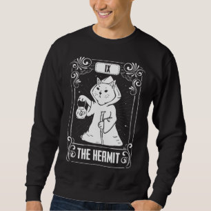 Tarot Card Gothic Astrology Occult The Hermit Cat  Sweatshirt