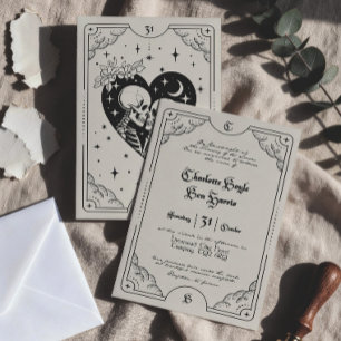 Tarot Card Gothic Wedding Invitation Cream & Black