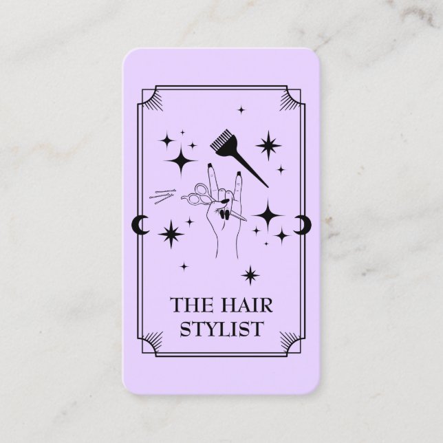 Tarot Card Hair Stylist Celestial Business Card (Front)