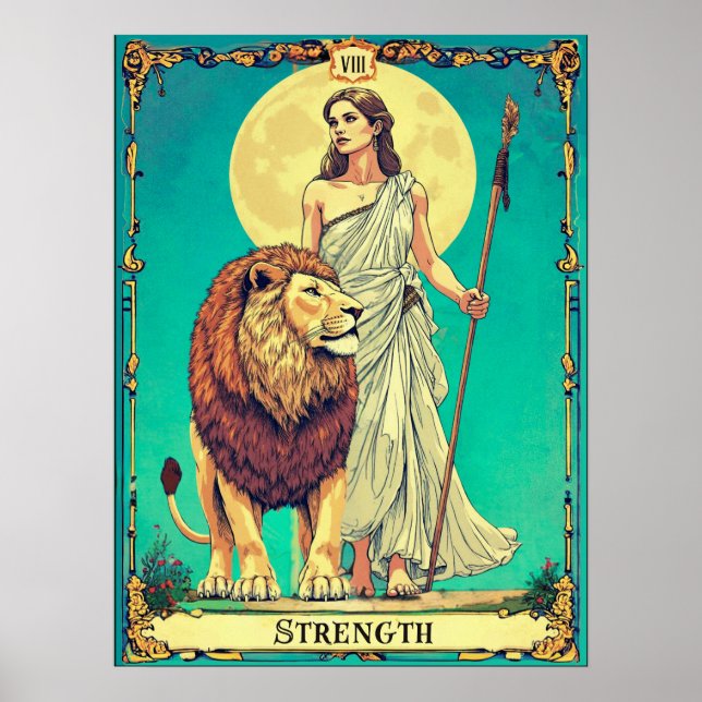 Tarot Card Illustration, Strength Poster (Front)