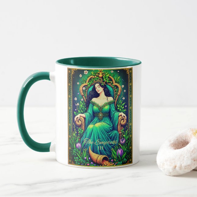 Tarot Card Illustration, The Empress Mug (With Donut)