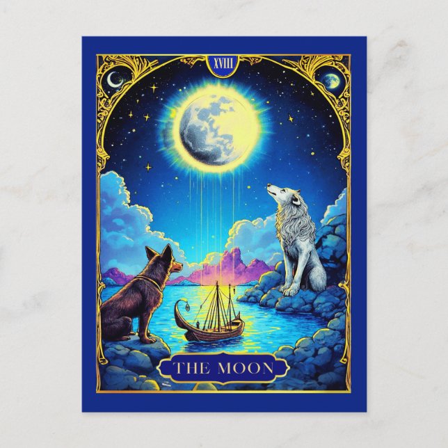 Tarot Card Illustration, The Moon (Front)