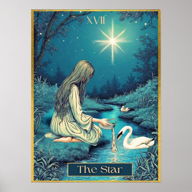 Tarot Card Illustration, The Star Poster (Front)