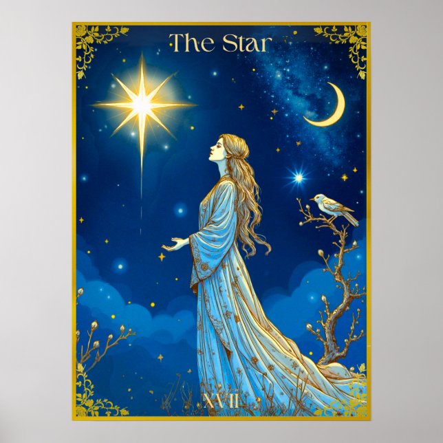 Tarot Card Illustration, The Star Poster (Front)