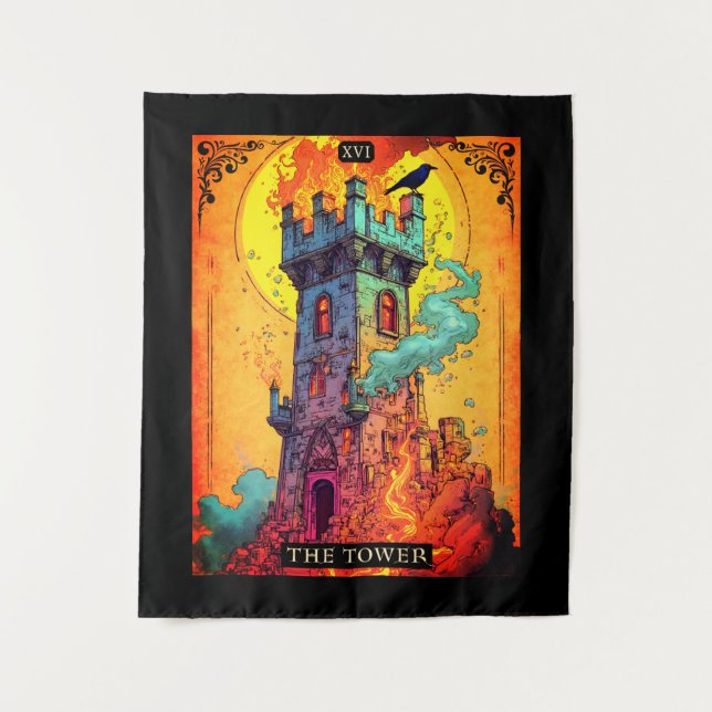 Tarot Card Illustration, The Tower Tapestry (Front)