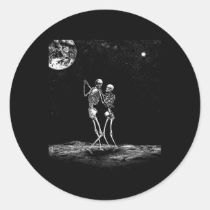Tarot Card Kissing Skeleton Love Bones Horror Goth Classic Round Sticker