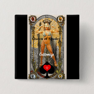 Tarot Card Queen of Spades Thunder_Cove 15 Cm Square Badge