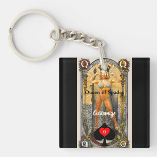 Tarot Card Queen of Spades Thunder_Cove Key Ring