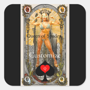 Tarot Card Queen of Spades Thunder_Cove Square Sticker