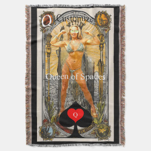 Tarot Card Queen of Spades Thunder_Cove Throw Blanket