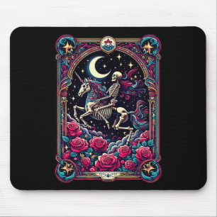 Tarot Card Skeleton Colourful Floral Unicorn Hallo Mouse Pad