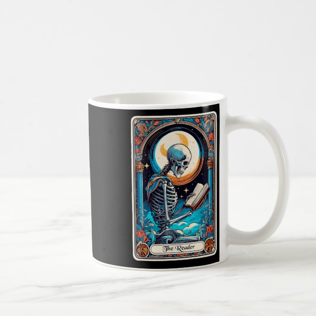 Tarot Card Spooky Teacher The Reader Skeleton Hall Coffee Mug (Right)