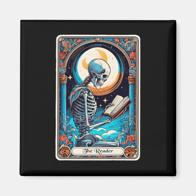 Tarot Card Spooky Teacher The Reader Skeleton Hall Magnet (Front)