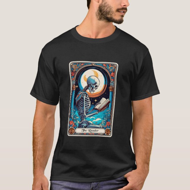 Tarot Card Spooky Teacher The Reader Skeleton Hall T-Shirt (Front)