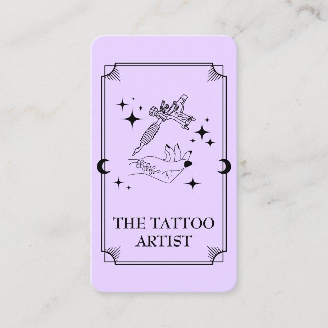Tarot Card Tattoo Artist Celestial Business Card (Front)