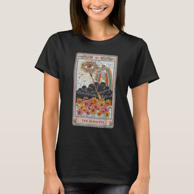 Tarot Card The Audacity Skeleton Mystical Eye Aest T-Shirt (Front)