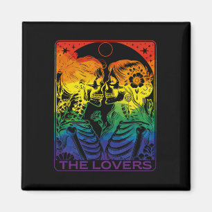 Tarot Card The Lovers Rainbow Kissing Lesbian Skel Magnet