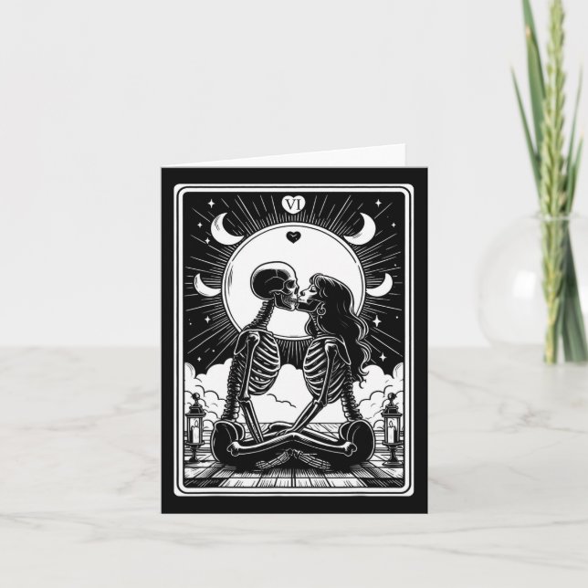 Tarot Card The Lovers Skeleton Goth Halloween  (Front)