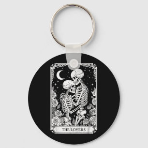 Tarot Card The Lovers Skeleton Goth Halloween Key Ring
