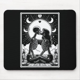 Tarot Card The Lovers Skeleton Goth Halloween Mouse Pad