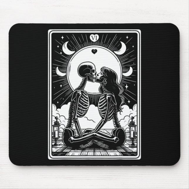Tarot Card The Lovers Skeleton Goth Halloween  Mouse Pad (Front)