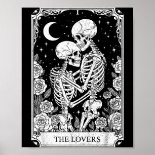 Tarot Card The Lovers Skeleton Goth Halloween Poster