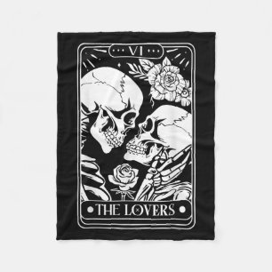 Tarot Card The Lovers Vintage Skeleton Goth Hallow Fleece Blanket