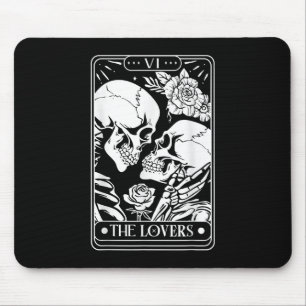 Tarot Card The Lovers Vintage Skeleton Goth Hallow Mouse Pad
