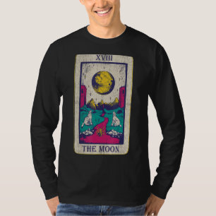 Tarot Card The Moon Xviii Occult Vintage Wolf Moon T-Shirt
