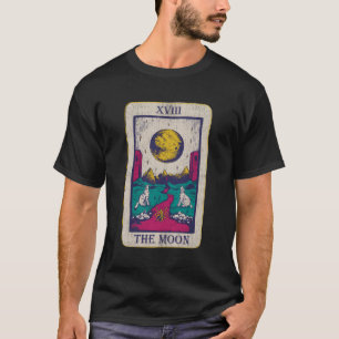 Tarot Card The Moon Xviii Occult Vintage Wolf Moon T-Shirt