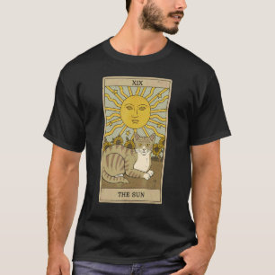 Tarot Card The Sun And Cat Graphic Sunflower Cat T-Shirt