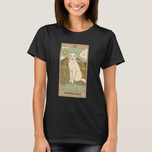 Tarot Card The Temperance And Cat Cosmic Graphic C T-Shirt (Front)
