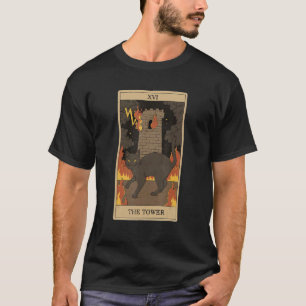 Tarot Card The Tower And Cat Cosmic Graphic Cats T-Shirt