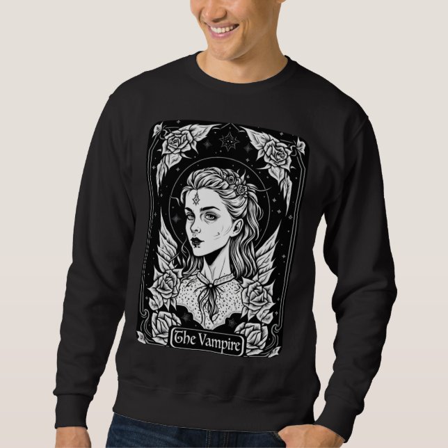 Tarot Card The Vampire Occult Gothic Witch Sweatshirt (Front)