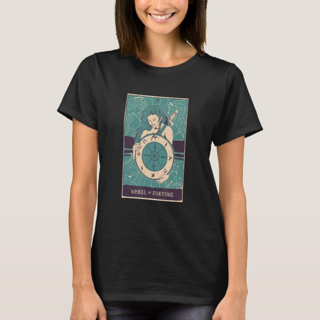 Tarot Card The Wheel of Fortune Occult Gothic T-Shirt (Front)