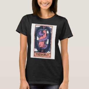 Tarot Card The World And Sphynx Cat  Occult Graphi T-Shirt