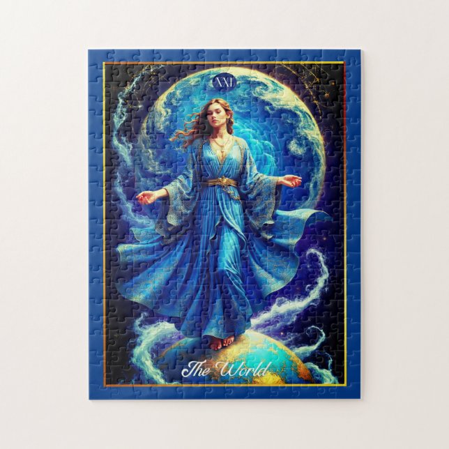 Tarot Card, the World, in Deep Blue  Jigsaw Puzzle (Vertical)
