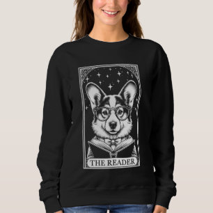 Tarot Card Vintage Tri Colour Corgi Dog Book Lover Sweatshirt