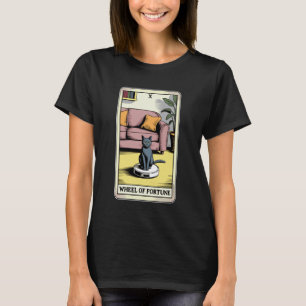 Tarot Card Wheel of Fortune Cat On Robot Vacuum Cl T-Shirt