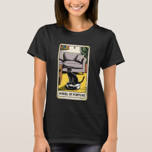 Tarot Card Wheel of Fortune Cat On Robot Vacuum Cl T-Shirt