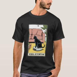 Tarot Card Wheel of Fortune Cat On Robot Vacuum Cl T-Shirt