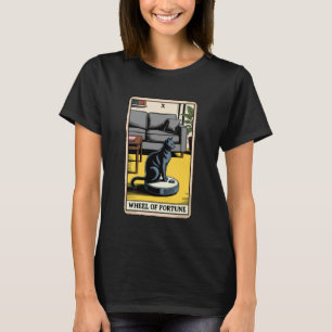 Tarot Card Wheel of Fortune Cat On Robot Vacuum Cl T-Shirt