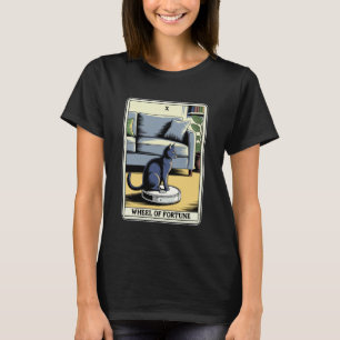 Tarot Card Wheel of Fortune Cat On Robot Vacuum Cl T-Shirt
