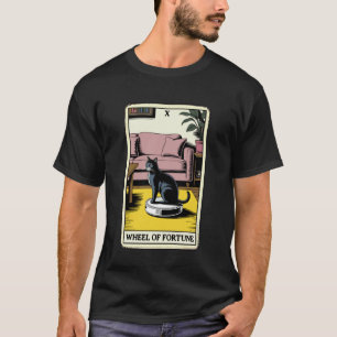 Tarot Card Wheel of Fortune Cat On Robot Vacuum Cl T-Shirt