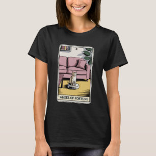Tarot Card Wheel of Fortune Cat On Robot Vacuum Cl T-Shirt