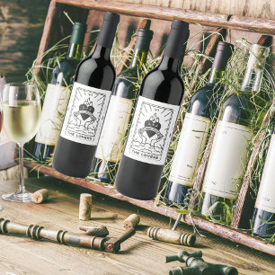 Tarot Cards   Bridal Shower   Wedding   Modern B+W Wine Label