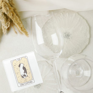 Tarot Cards Bridal Shower Wedding Neutrals Glass Coaster