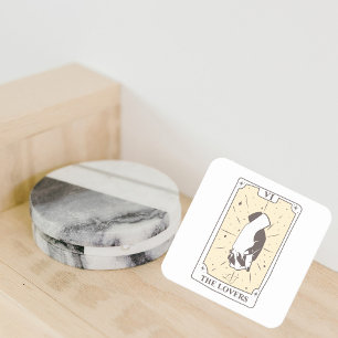 Tarot Cards Bridal Shower Wedding Neutrals Square Paper Coaster